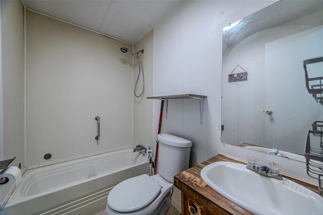 full bathroom featuring vanity, shower / bathtub combination, and toilet