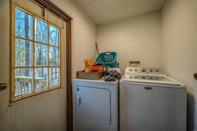 laundry area featuring washing machine and clothes dryer