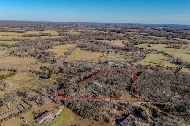 aerial view with a rural view