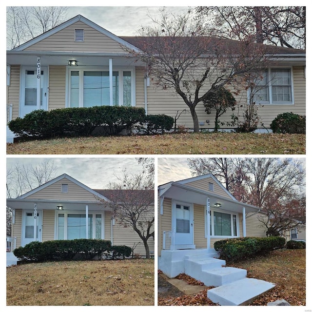 ranch-style home with a front lawn