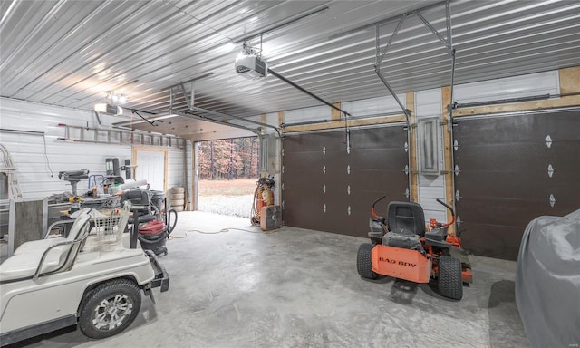 garage with a garage door opener