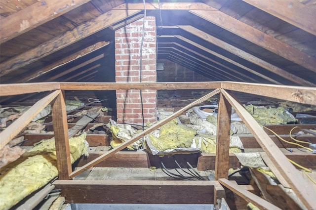 view of unfinished attic