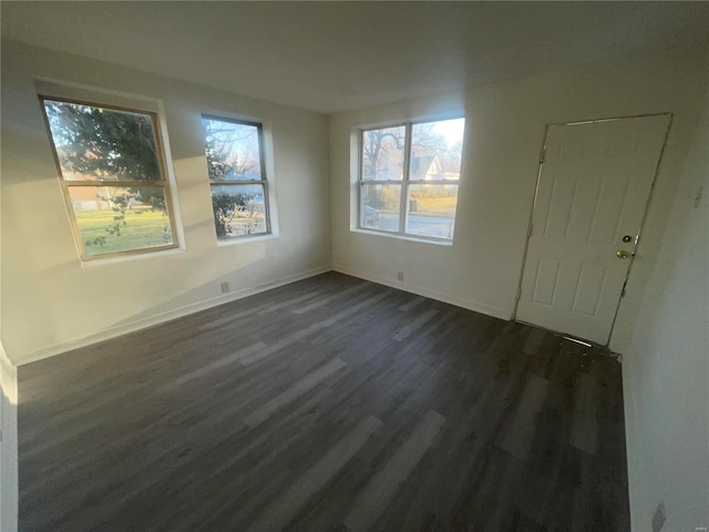 spare room featuring dark hardwood / wood-style flooring