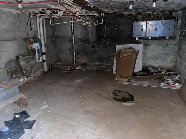 basement with electric panel