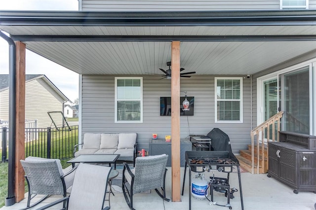 view of patio / terrace with ceiling fan