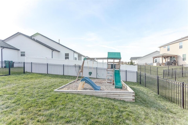 view of yard featuring a playground