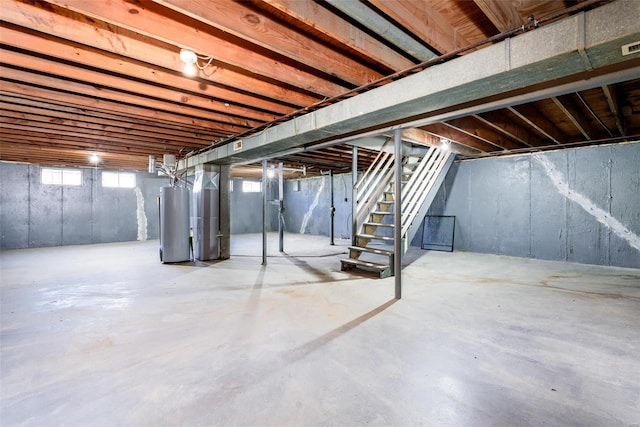 basement with water heater