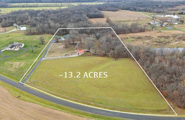 aerial view with a rural view