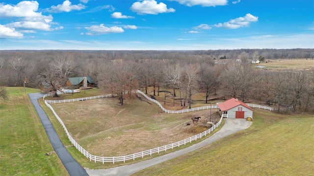 aerial view with a rural view