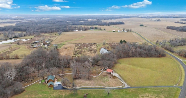 aerial view featuring a rural view