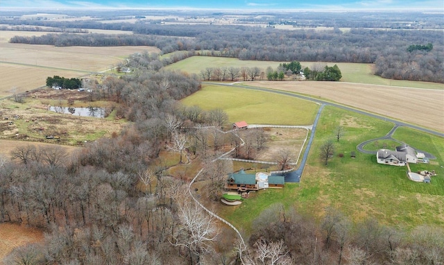 aerial view with a rural view