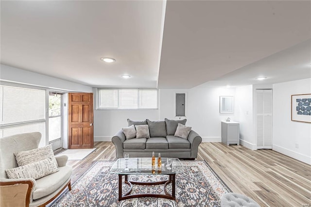 living room featuring light hardwood / wood-style floors