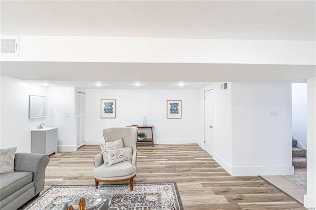 living room featuring light hardwood / wood-style flooring