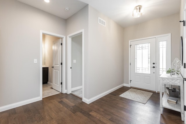 foyer with wood-type flooring