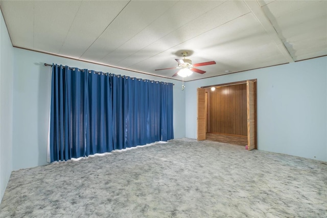 unfurnished bedroom with carpet and ceiling fan