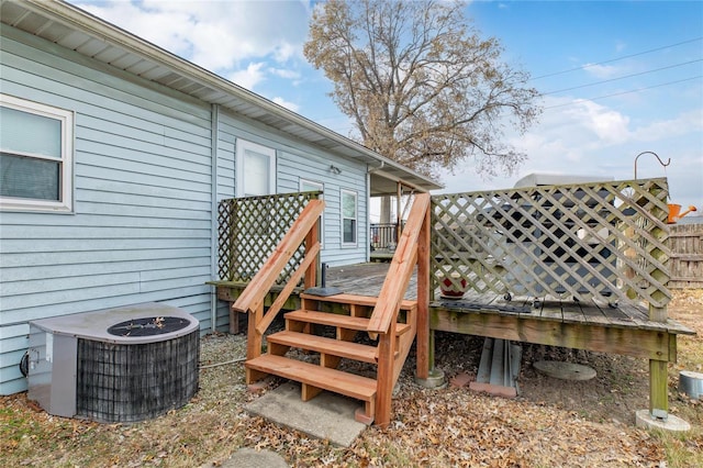 wooden terrace with central AC unit