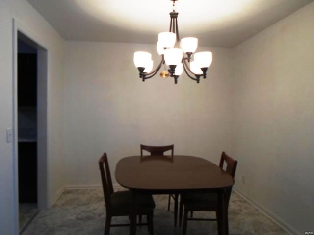 dining room with an inviting chandelier