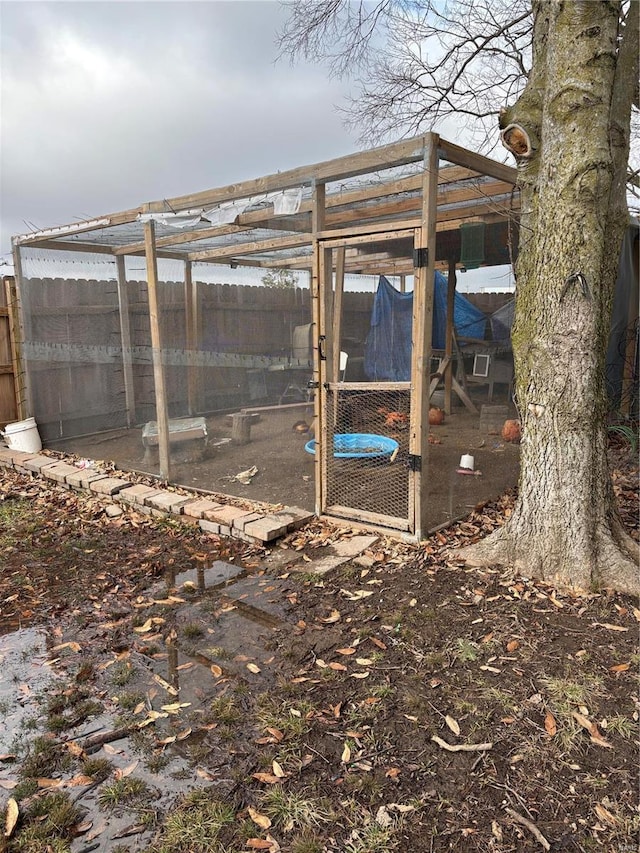 exterior space featuring an outbuilding