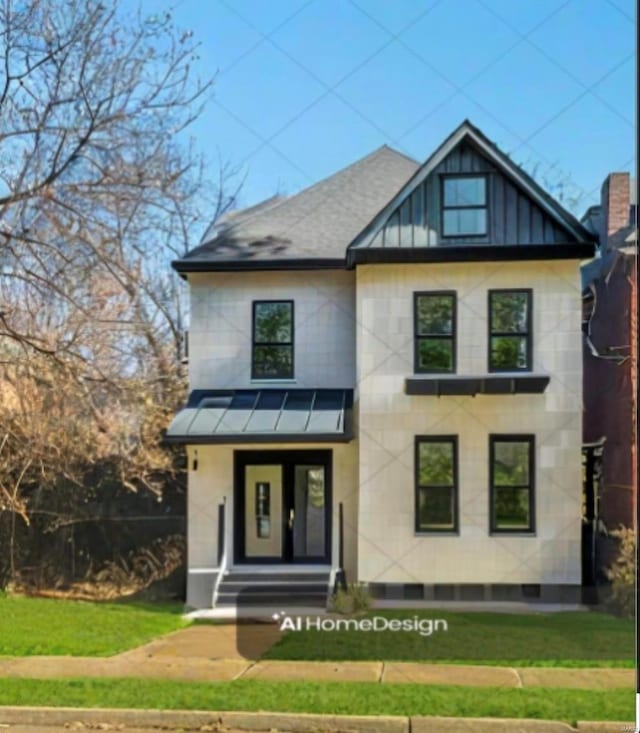 view of front facade with a front lawn