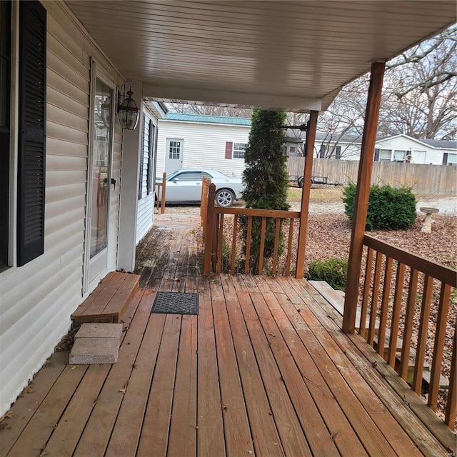 deck featuring a porch