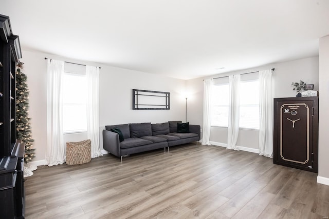 living room with light wood-type flooring