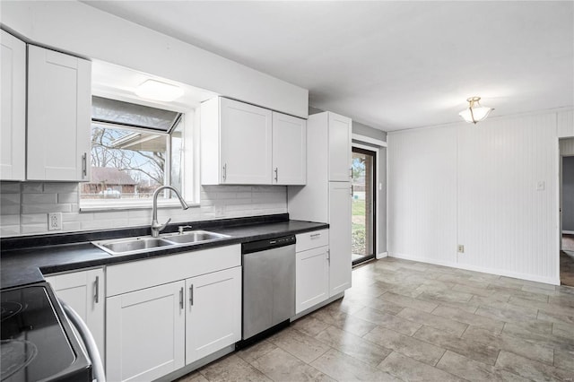 kitchen with white cabinetry, sink, and stainless steel dishwasher