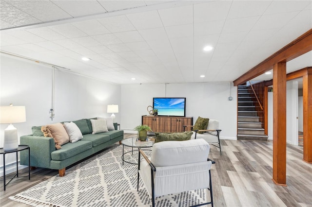 living room with light wood-type flooring