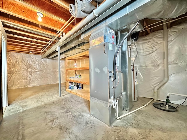 basement with heating unit