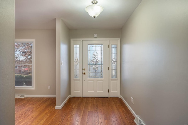 foyer entrance with wood-type flooring