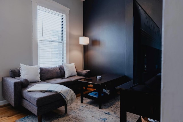 living room featuring light hardwood / wood-style floors