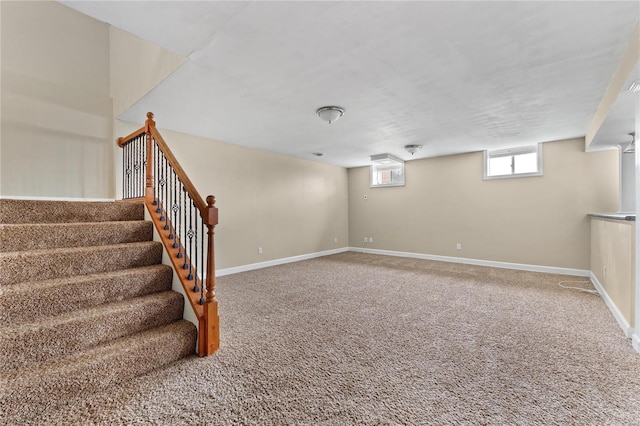 basement with carpet floors