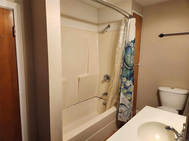 full bathroom with toilet, sink, and shower / tub combo