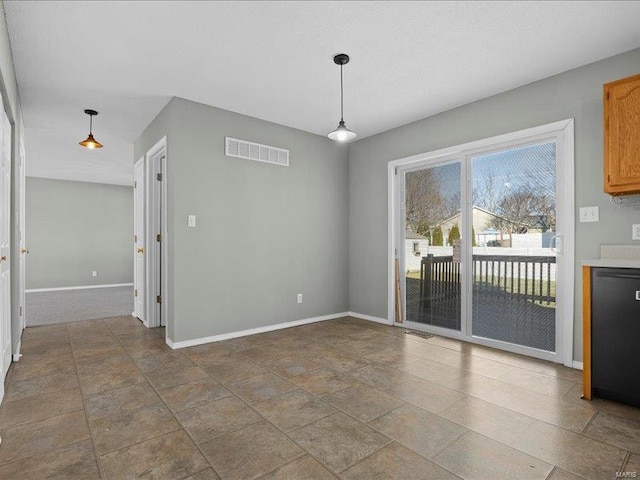 view of unfurnished dining area