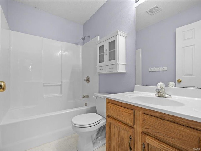 full bathroom featuring vanity, toilet, and bathing tub / shower combination