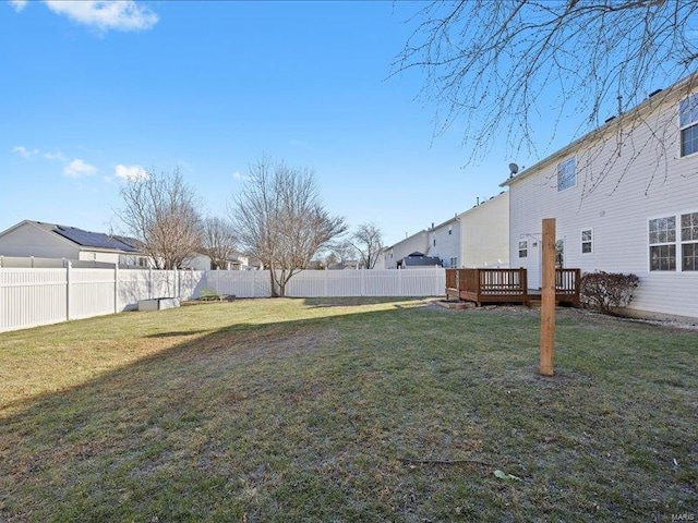 view of yard with a deck