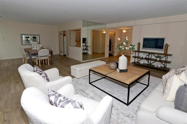 living room with wood-type flooring