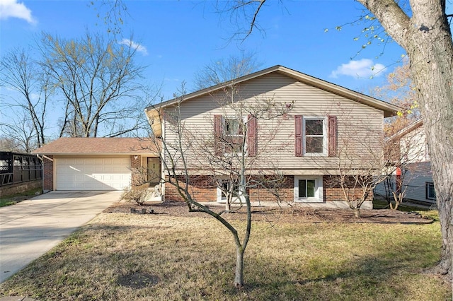 view of home's exterior featuring a garage and a yard