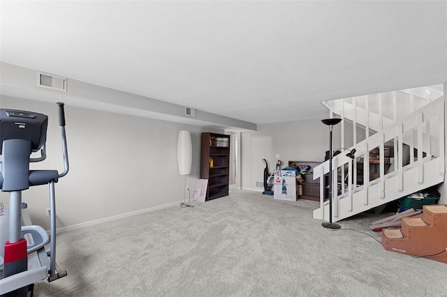 basement with carpet