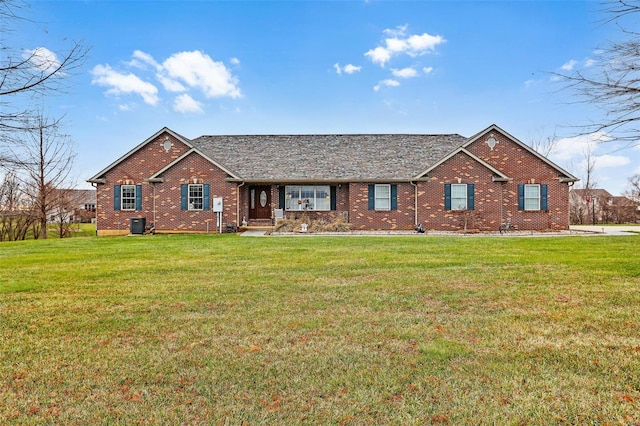 single story home with a front yard