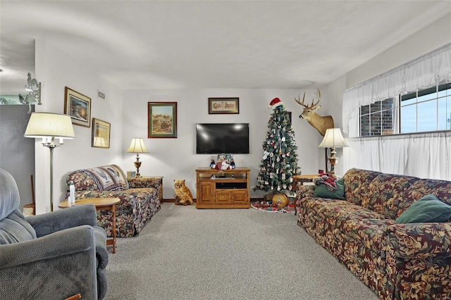 living room featuring carpet flooring