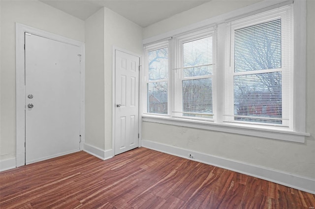 spare room with plenty of natural light and wood-type flooring