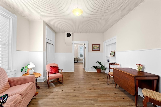 sitting room with light wood-type flooring