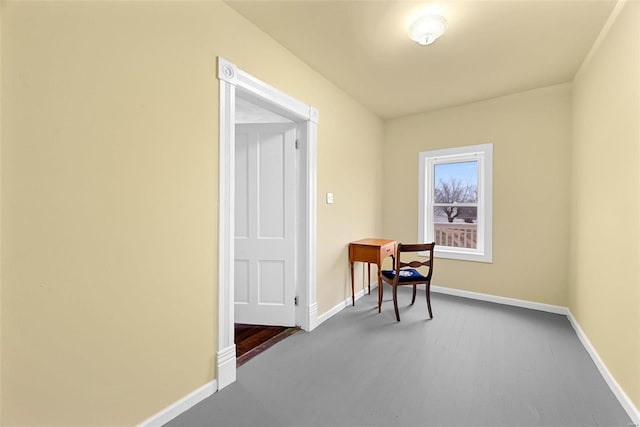 office space with wood-type flooring