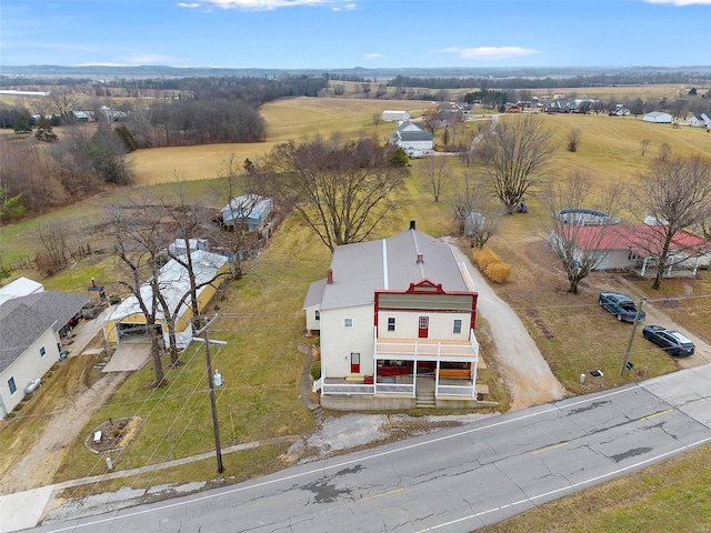 aerial view featuring a rural view