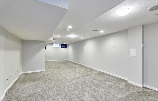 basement with carpet floors