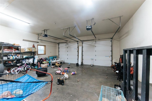 garage with a garage door opener