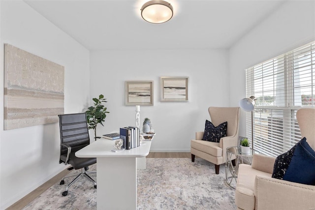 office area featuring light wood-type flooring