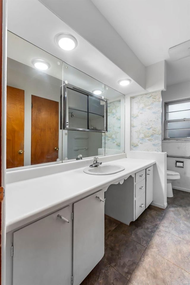 bathroom with vanity and toilet