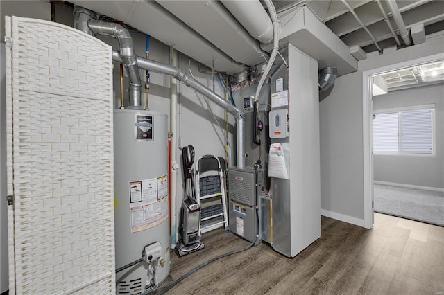 utilities featuring water heater and heating unit