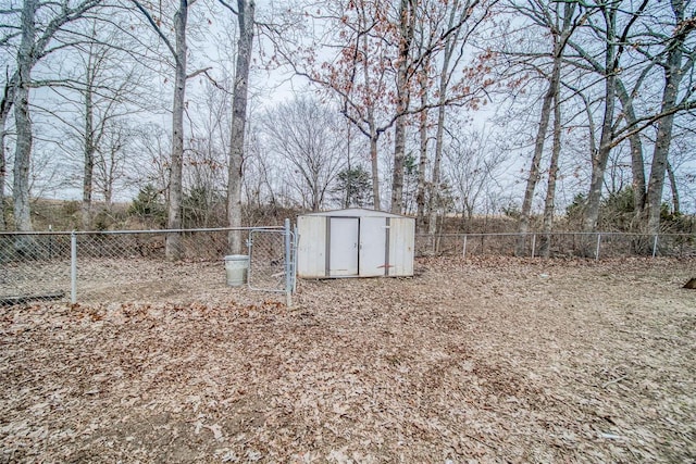 view of yard with a storage unit